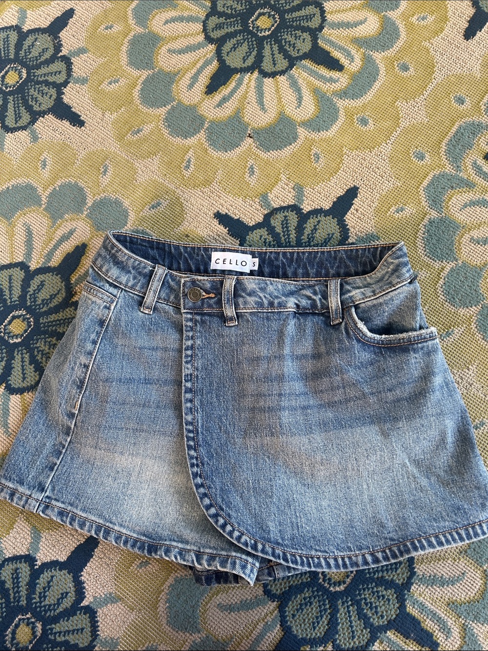 CELLO Light Blue Denim Skort with Wrap-Front Detail